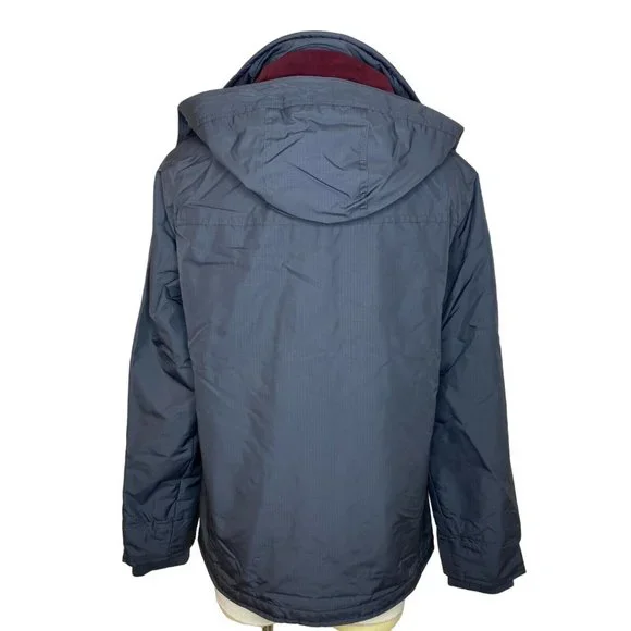 Hollister All-Weather Fleece-Lined Hooded Mens Jacket Gray Burgandy M Med NWT - Picture 3 of 4